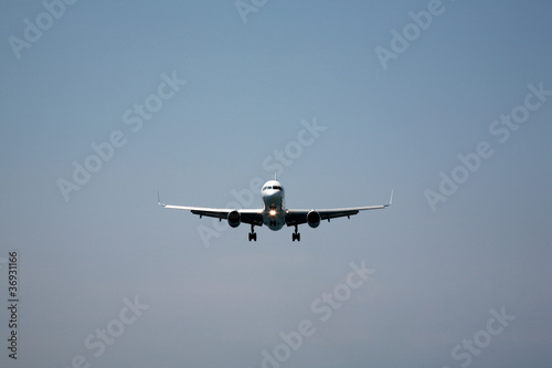 Aeroplane coming into land at Skiathos  Greece