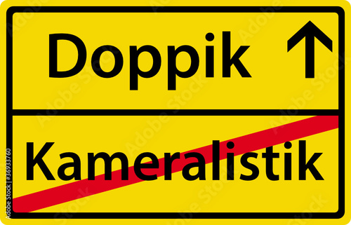 Doppik - Kameralistik - Schild Zeichen Symbol Ortsausgang