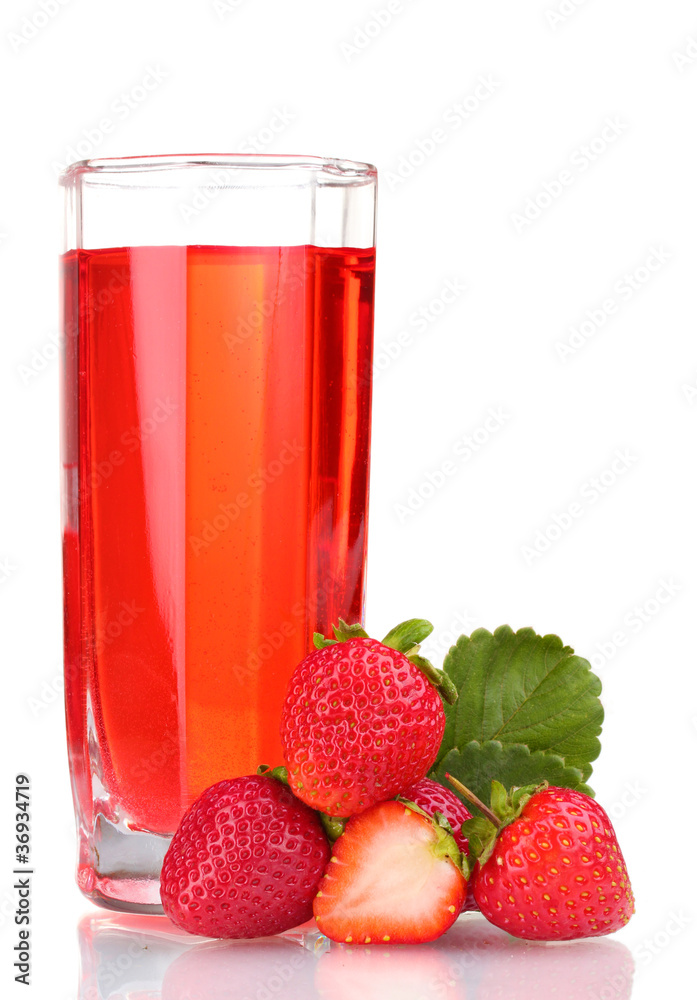 Fresh strawberry and juice glass isolated on white Fresh strawberry and juice glass isolated on white