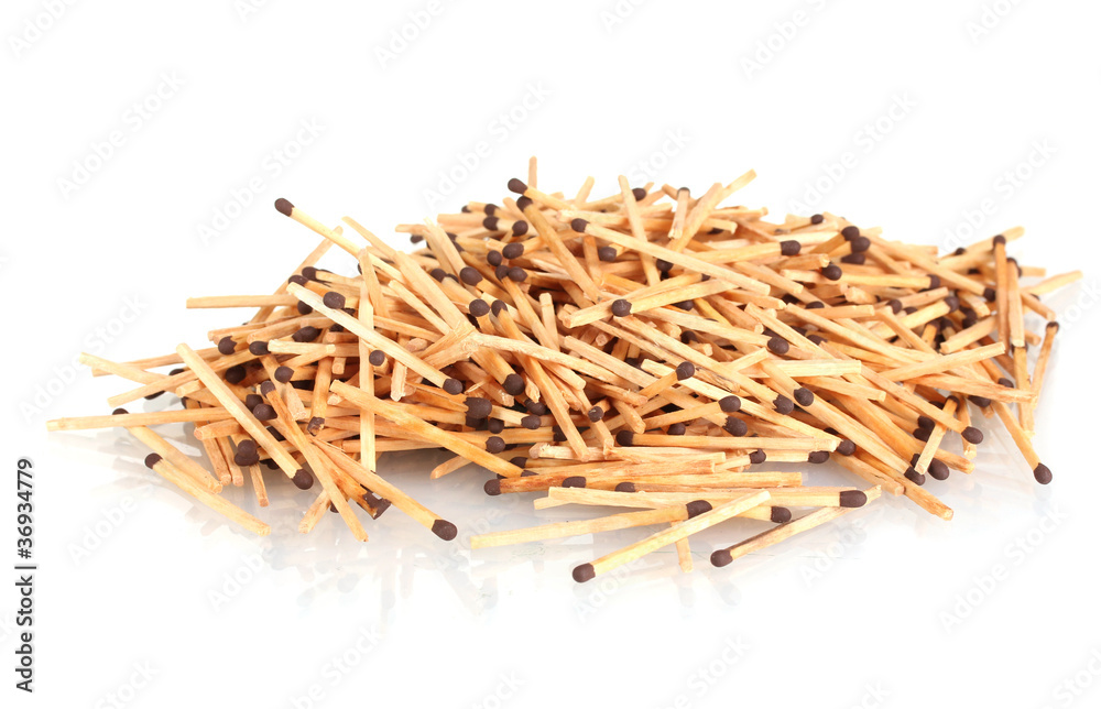 pile of matches isolated on white