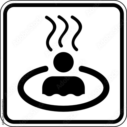 Hot Pot - Whirlpool - beheiztes Becken - Schild Zeichen Symbol