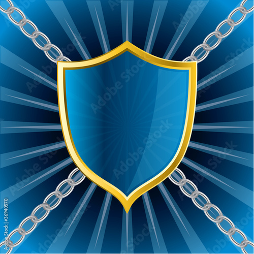 Shield on bursting background