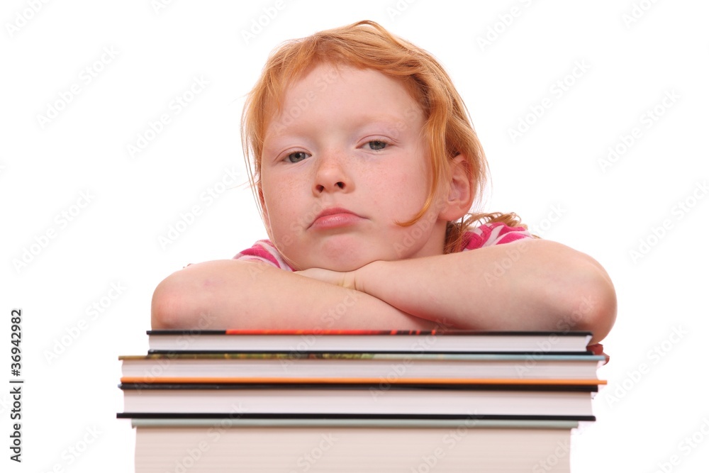 Gelangweiltes rothaariges Schulmädchen Gelangweiltes rothaariges Schulmädchen