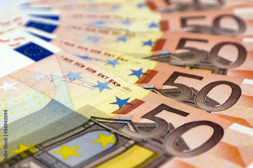Lot of 50 Euro Banknotes, European Money Lot of 50 Euro Banknotes, European Money