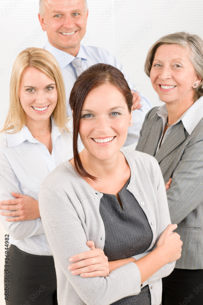 Business team young woman with mature colleagues Business team young woman with mature colleagues