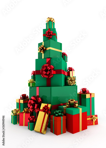 Pile of gifts on a white background