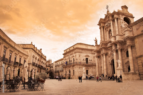 Piazza del Duomo à Syracuse - Sicile Italie