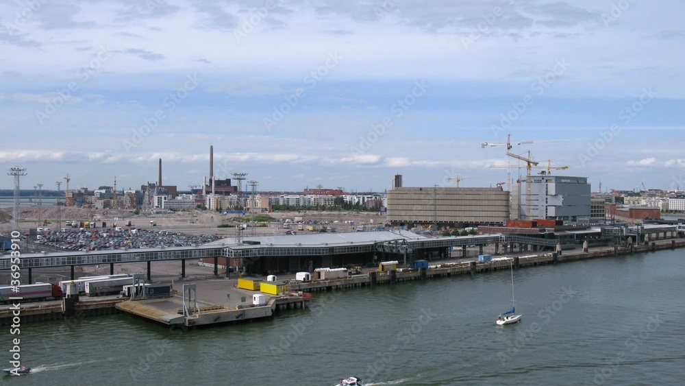 Traffic in port of Helsinki, panoramic view, time lapse Traffic in port of Helsinki, panoramic view, time lapse