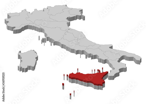 Map of Italy  Secely highlighted