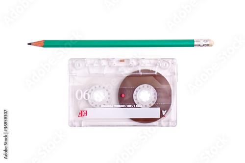 casette tape with pencil