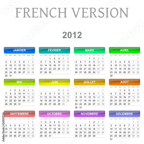 2012 French vectorial calendar