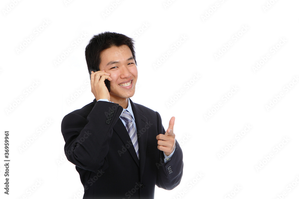Young Business Man happy Speaking mobile phone Young Business Man happy Speaking mobile phone