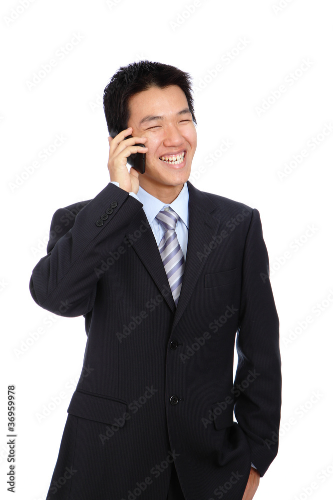 Young Business Man happy Speaking mobile phone Young Business Man happy Speaking mobile phone