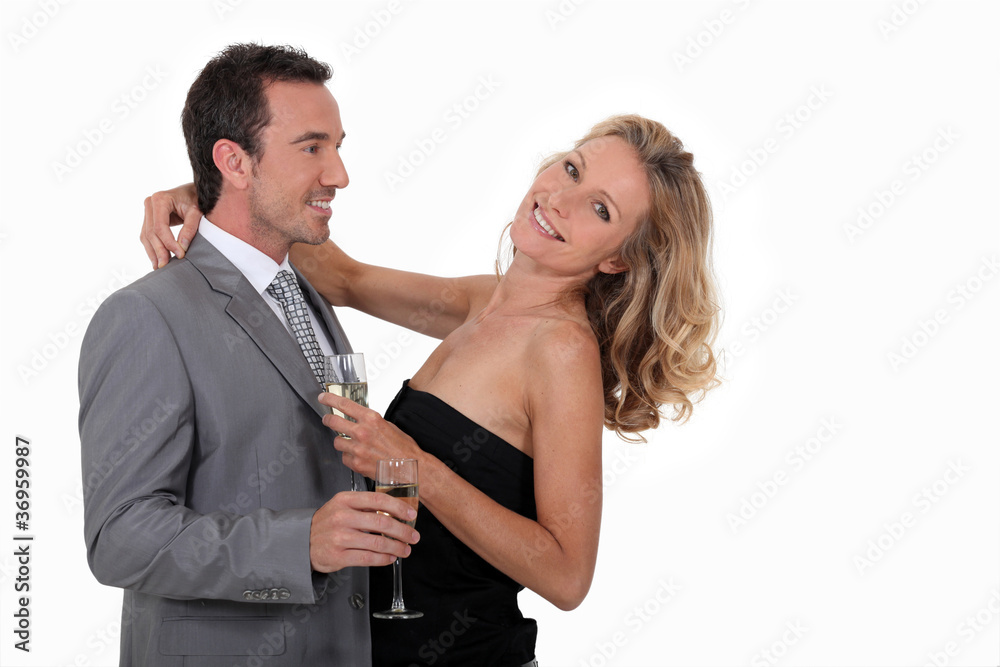 Couple with a glass of champagne Couple with a glass of champagne
