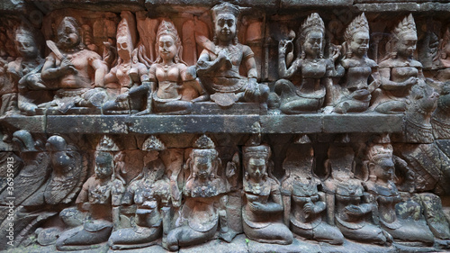 Konstfotografi Wall relief at Angkor Thom, Cambodia