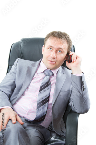 attractive successful business man talk mobile phone