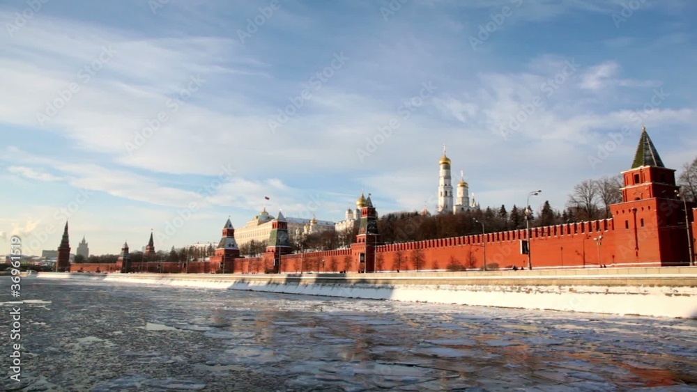 Riverside and walls of Moscow Kremlin and Ivan Great Bell Tower Riverside and walls of Moscow Kremlin and Ivan Great Bell Tower
