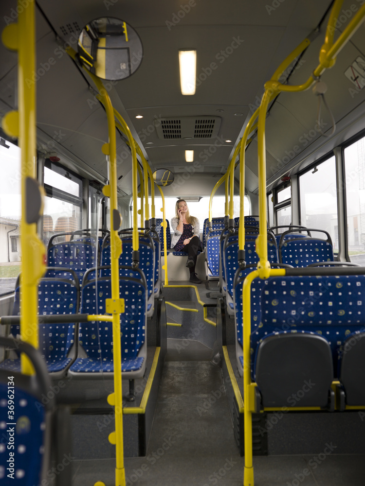Lonely woman on the bus