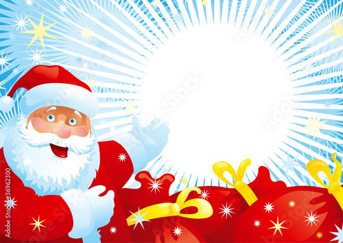 Santa Claus and red bags