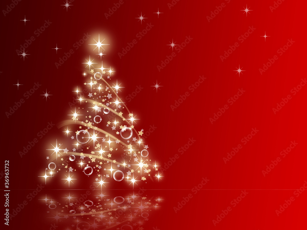 Christmas tree made with star on a red background Christmas tree made with star on a red background