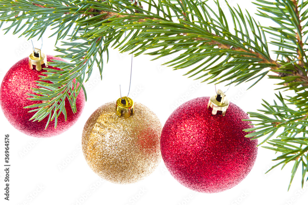 red christmas ball hanging from tree red christmas ball hanging from tree