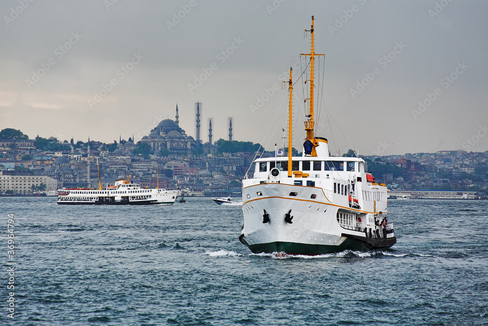 Passenger ships in the Gulf of the Golden Horn, Istanbul
