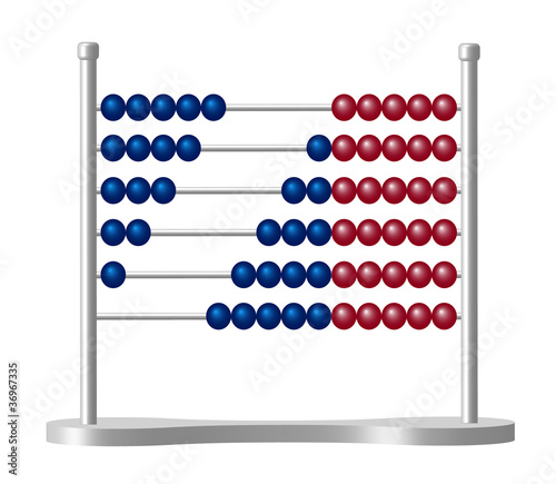 Abacus with blue and red balls