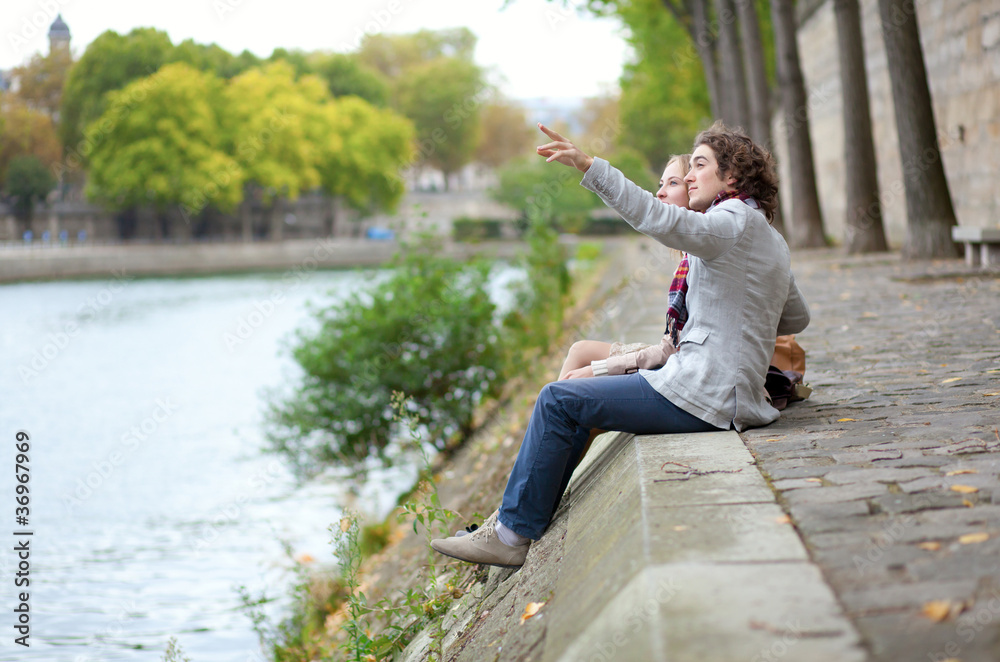 Romantic couple in Paris, having a date