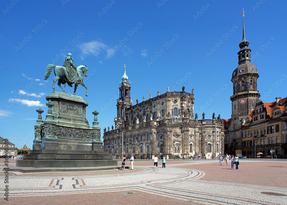 Monument to King John, Church and Dresden Castle, Germany