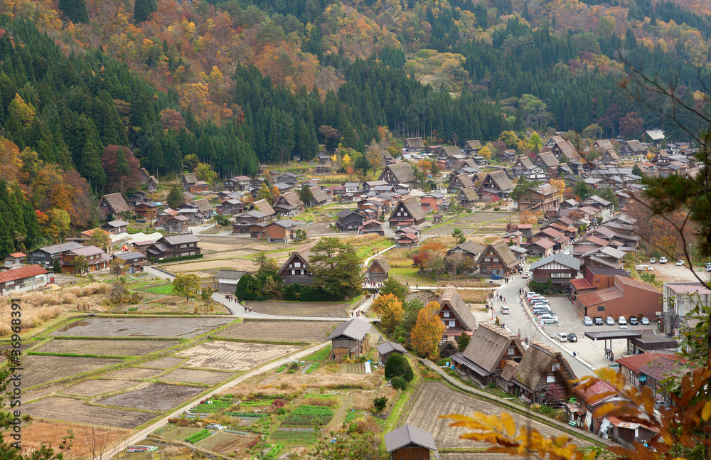 View of the historic village Shirakawa-go in Japan