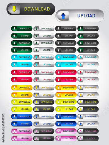 Vector set of download/upload buttons-easily customizable
