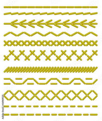 Sewing stitches. Seamless borders.