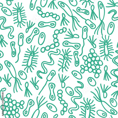 A variety of bacteria. Seamless background. © spline_x