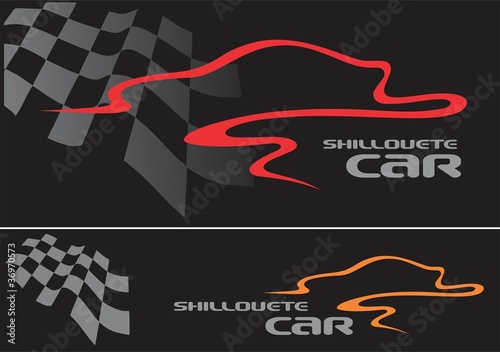 car silhouette design line & race flag