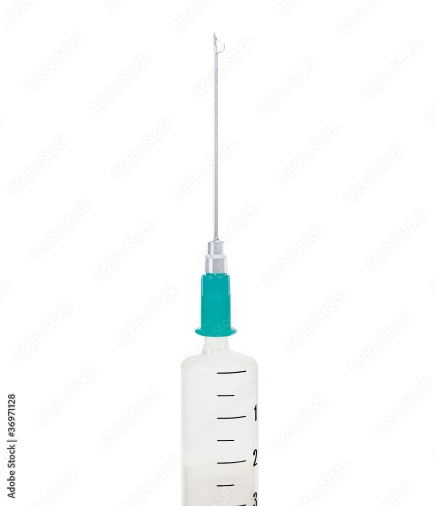 Syringe needle injection drip macro drop closeup isolated Syringe needle injection drip macro drop closeup isolated