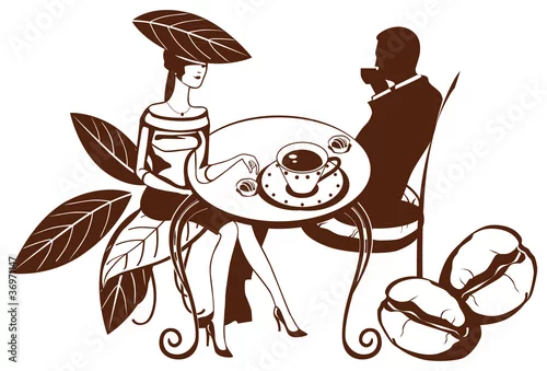 Naklejka na ścianę kawa-herbata-surrealistyczna para