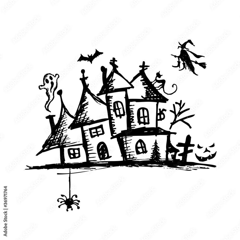 Old mystery house, halloween night Old mystery house, halloween night