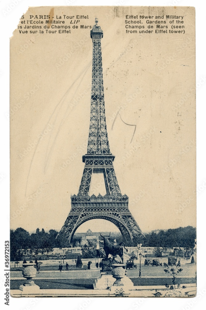 Eiffel Tower - vintage postcard