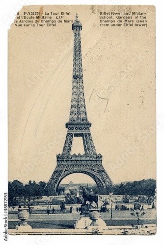 Obraz na płótnie Eiffel Tower - vintage postcard w salonie