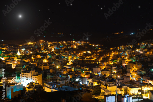 Christmas star shines above Bethlehem, Palestine, Israel