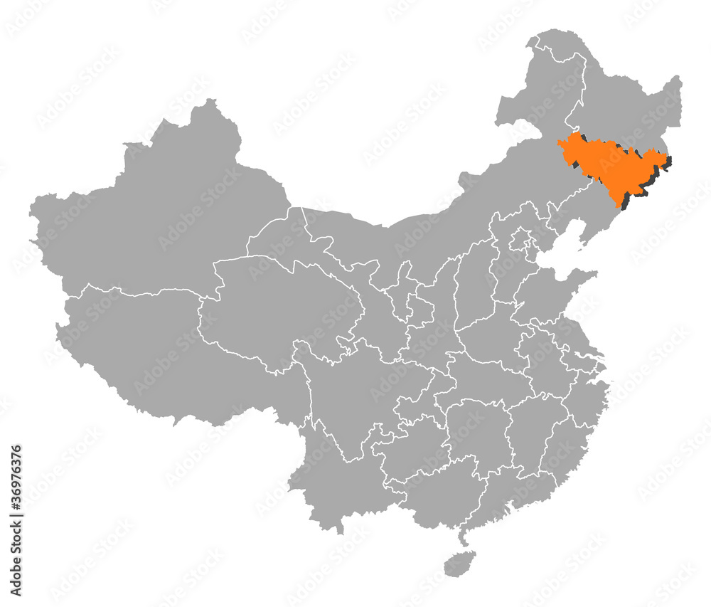 Map of China, Jilin highlighted