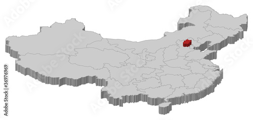 Map of China, Beijing highlighted