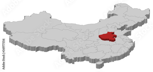 Map of China, Henan highlighted