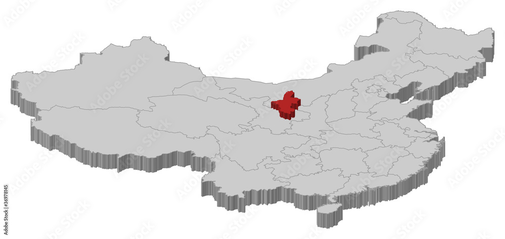 Map of China, Ningxia highlighted