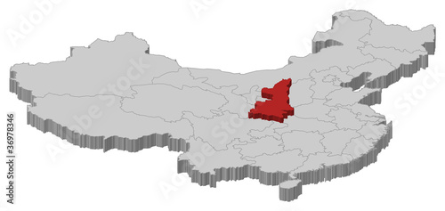 Map of China, Shaanxi highlighted