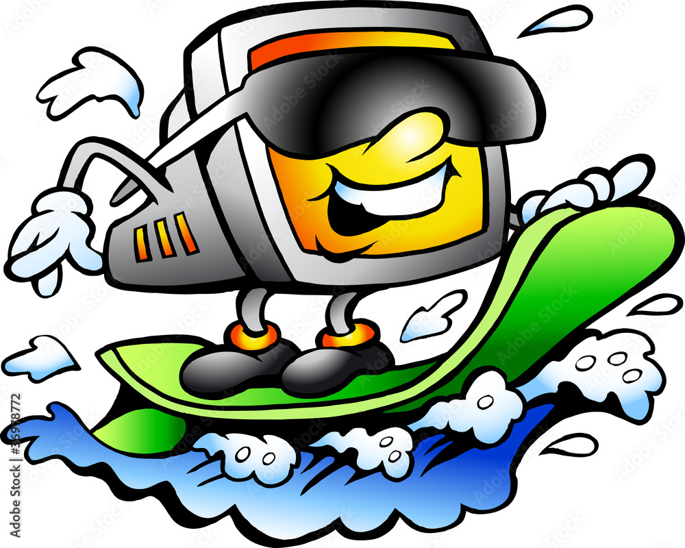 Hand-drawn Vector illustration of an Surfing Retro Screen