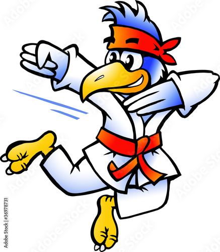 Hand-drawn Vector illustration of an Bird Practices Self-Defense