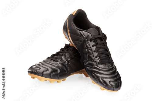 Foto Pair of black leather soccer shoes