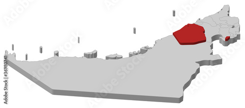 Map of the United Arab Emirates, Dubai highlighted