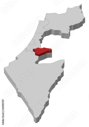 Map of Israel, Jerusalem highlighted